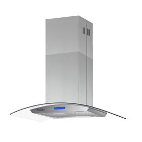 36" Stainless Steel Island Mount Range Hood w/LED Lights (Color: Silver - Touch Control)