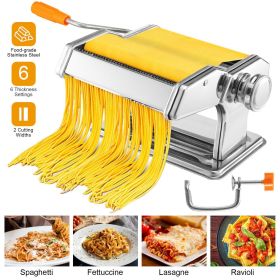 Pasta Roller Machine Fettuccine Noodle Maker (Color: Silver)