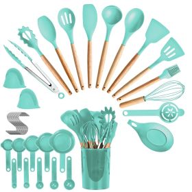 35Pc Kitchen Utensils Set (Color: Green)