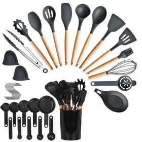 35Pc Kitchen Utensils Set (Color: Black)