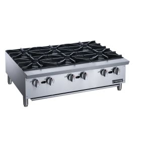 Commercial Gas 6 Burner Cooktop in Stainless Steel (Color: Silver, Material: Stainless)