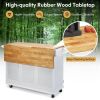 Kitchen Island Cart Wood w/ Tabletop & Storage Cabinet