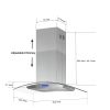 36" Stainless Steel Island Mount Range Hood w/LED Lights