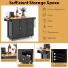 Kitchen Island Cart Wood w/ Tabletop & Storage Cabinet