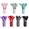 Wooden Handle Silicone Kitchen Utensils Set Storage Bucket