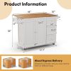 Kitchen Island Cart Wood w/ Tabletop & Storage Cabinet