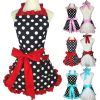 Retro Polka Dot Aprons, Ruffle Side Vintage Cooking Apron