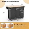 Kitchen Island Cart Wood w/ Tabletop & Storage Cabinet