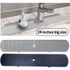 1pc Gray Black Silicone Behind Faucet Sink Splash Guard Mat