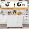 Kitchen Island Cart Wood w/ Tabletop & Storage Cabinet