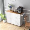 Kitchen Island Cart Wood w/ Tabletop & Storage Cabinet