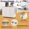 Kitchen Island Cart Wood w/ Tabletop & Storage Cabinet