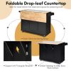 Kitchen Island Cart Wood w/ Tabletop & Storage Cabinet