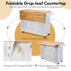 Kitchen Island Cart Wood w/ Tabletop & Storage Cabinet